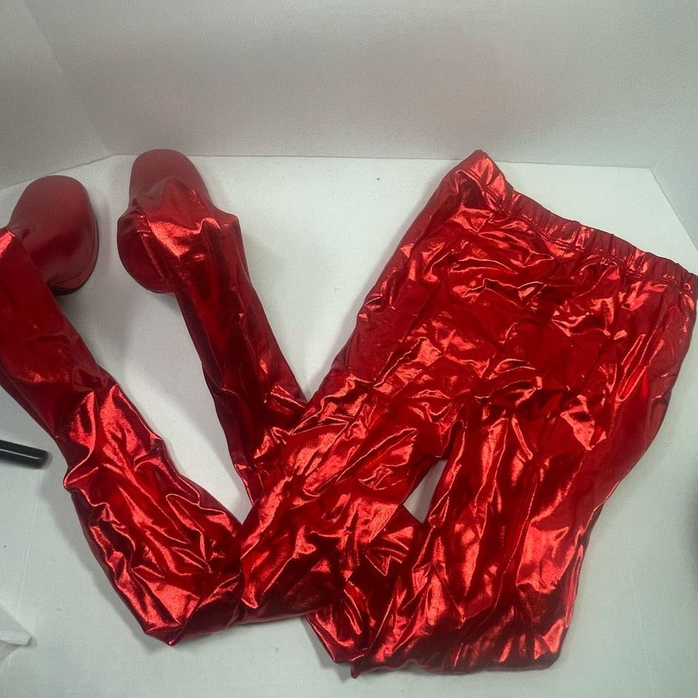Jeffrey Campbell BNIB XS-S PANTALONES 6M platform Metallic Red Very small waist - Picture 6 of 16